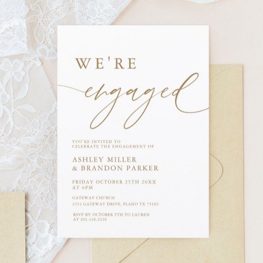 Gold Elegant Wij zijn een Engaged Party Kaart