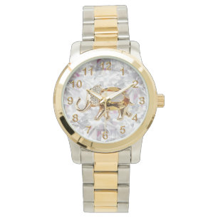 Gold Elephant Faux Diamond glitter juweel glam Horloge