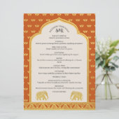 Gold Elephant Indian & Hindu Wedding Program Card Programma (Staand voorkant)