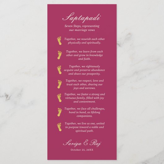 Gold Elephant Indian & Hindu Wedding Program Kaart (Achterkant)