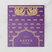 Gold Elephant & Lotus Flower Wedding Escort Naam (Buitenkant ongevouwen)