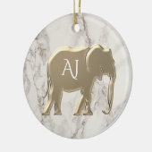 Gold Elephant Marble Monogramed Keramisch Ornament (Links)