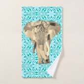 Gold Elephant op Blauwgroen Bad Handdoek (Handdoek)
