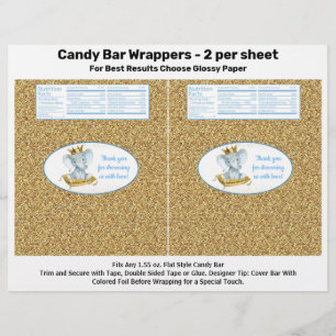 Gold Elephant Prince Baby shower Snoep Bar Wrapper Flyer