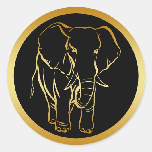 GOLD ELEPHANT RONDE STICKER (Voorkant)
