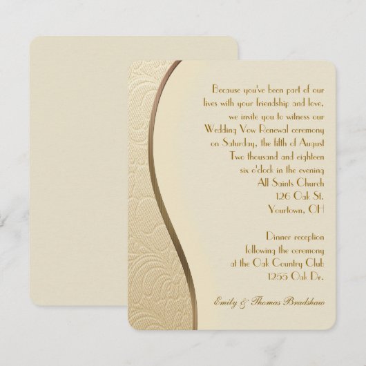 Gold Embossed Wedding Vow Renewal Kaart (Voorkant / Achterkant)
