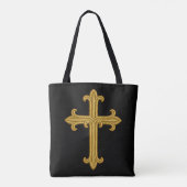 Gold Embroidered Look Cross Front and Back Draagtas (Achterkant)