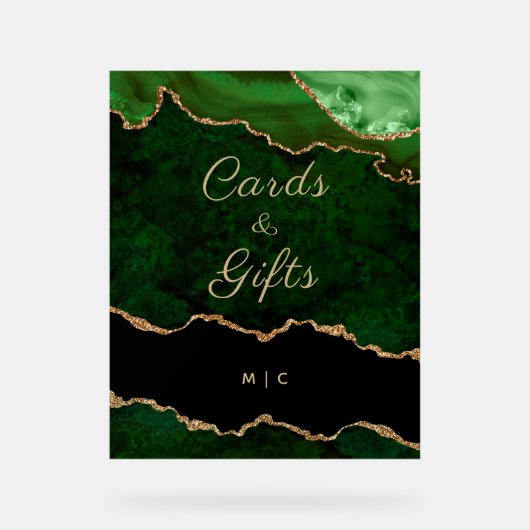 Gold Emerald Green Agate Cartes de mariage Cadeaux (Recto)