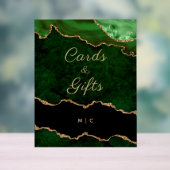 Gold Emerald Green Agate Cartes de mariage Cadeaux (Neutre)