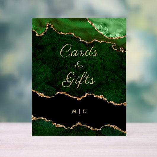 Gold Emerald Green Agate Cartes de mariage Cadeaux (Neutre)