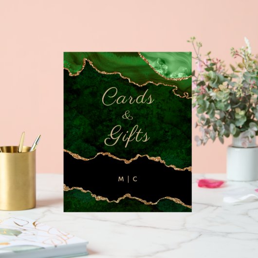 Gold Emerald Green Agate Cartes de mariage Cadeaux (Mariage)