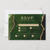 Gold Emerald Green Agate Wedding Carte RSVP (Devant)
