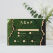 Gold Emerald Green Agate Wedding Carte RSVP (Debout devant)