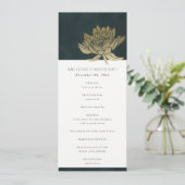 GOLD EMERALD GREEN LOTUS WEDDING CEREMONY PROGRAMM MENU (Staand voorkant)