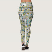 Gold en Abalone Egyptische hiërogliefen op parel Leggings (Achterkant)