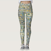 Gold en Abalone Egyptische hiërogliefen op parel Leggings (Voorkant)