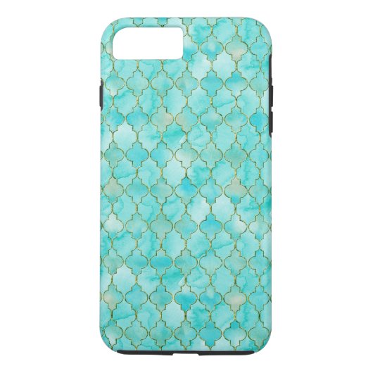 Gold- en Aqua Maroccan-patroon Case-Mate iPhone Case (Achterkant)