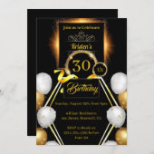 Gold en Black 30th Birthday Kaart (Voorkant / Achterkant)