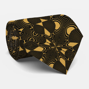 Gold en Black Abstract art Deco Stropdas