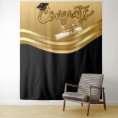 Gold- en BlacK-Afstuderen - Foto-backdrop tapes Wandkleed (In situ)