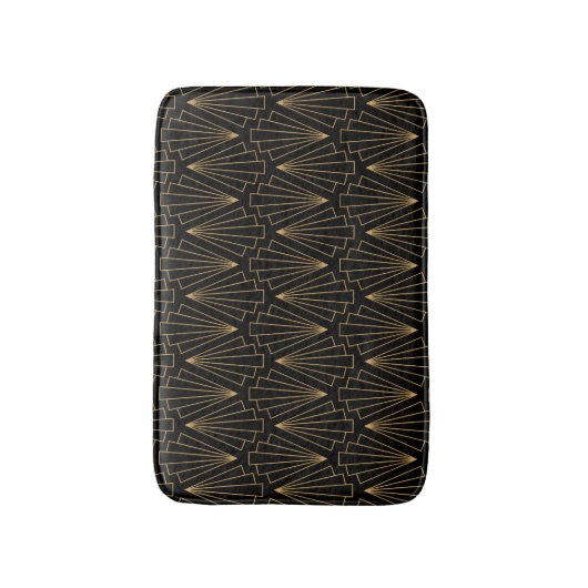 Gold en Black Art Deco Fan Flower Pattern Badmat (Voorkant Verticaal)