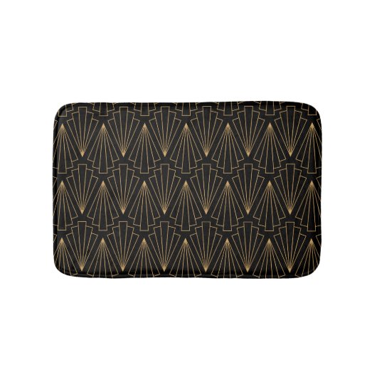 Gold en Black Art Deco Fan Flower Pattern Badmat (Voorkant)