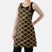 Gold en Black Art Deco Fan Flower Pattern Schort (Insitu)