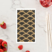 Gold en Black Art Deco Fan Flower Pattern Servet (Insitu)