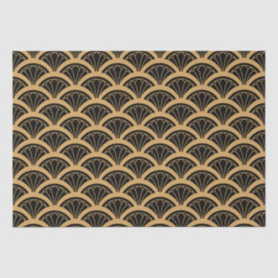 Gold en Black Art Deco Fan Flower Pattern Tissuepapier