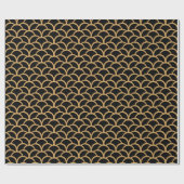 Gold en Black Art Deco Fish Scale Pattern Cadeaupapier (Vlak)