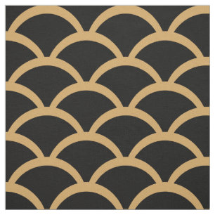 Gold en Black Art Deco Fish Scale Pattern Stof