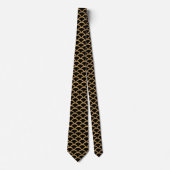 Gold en Black Art Deco Fish Scale Pattern Stropdas (Voorkant)