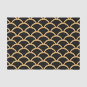 Gold en Black Art Deco Fish Scale Pattern Tissuepapier