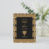 Gold en Black Art Deco Patroon Opslaan Datum Aankondigingskaart (Staand voorkant)