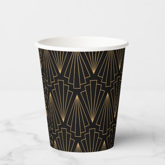 Gold- en Black Art Deco-patroon Papieren Bekers (Voorkant)