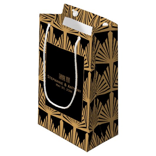 Gold en Black Art Deco Pattern Weddenschap Harteli Klein Cadeauzakje (Voorkant Gekanteld)