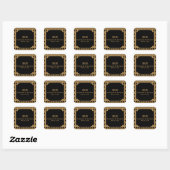 Gold en Black Art Deco Pattern Weddenschap Harteli Vierkante Sticker (Vel)