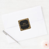 Gold en Black Art Deco Pattern Weddenschap Harteli Vierkante Sticker (Envelop)