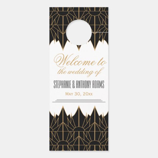 Gold en Black Art Deco Pattern Wedding (Achterkant)