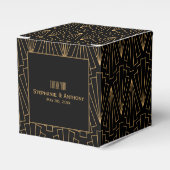 Gold en Black Art Deco Pattern Wedding Bedankdoosjes (Voorkant Zijde)