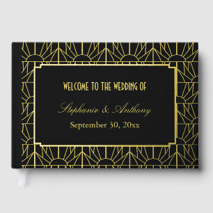 Gold en Black Art Deco Pattern Wedding Gastenboek