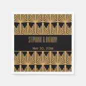 Gold en Black Art Deco Pattern Wedding Servetten (Voorkant)
