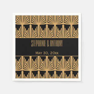 Gold en Black Art Deco Pattern Wedding Servetten