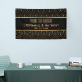 Gold en Black Art Deco Pattern Wedding Spandoek (Beurs)