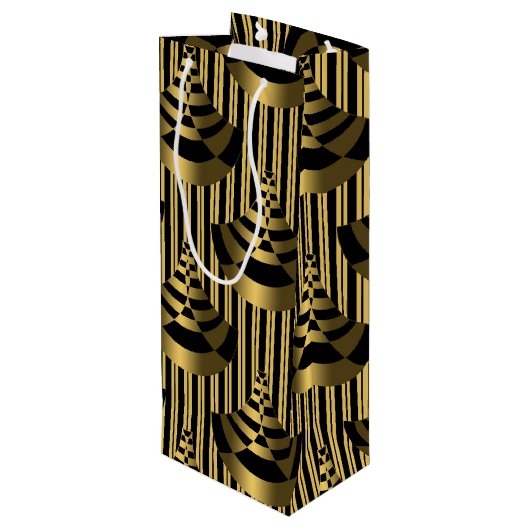 Gold en Black Art Deco Wijn Cadeautas (Achterkant Gekanteld)