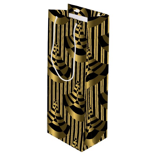 Gold en Black Art Deco Wijn Cadeautas (Voorkant Gekanteld)