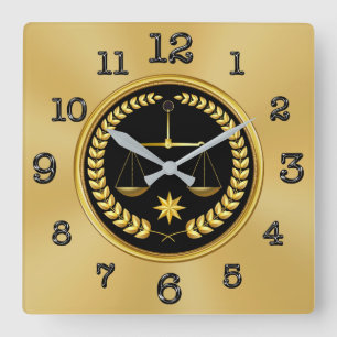 Gold en Black Attorney Clocks Vierkante Klok