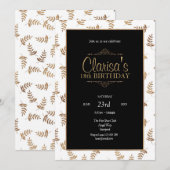 Gold en Black Birthday Invitation Kaart (Voorkant / Achterkant)