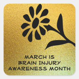 Gold en Black Brain Injury Awareness Maand Vierkante Sticker
