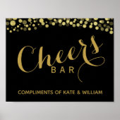 GOLD en Black CHEER Bar, bruiloft of partijnummer Poster (Voorkant)